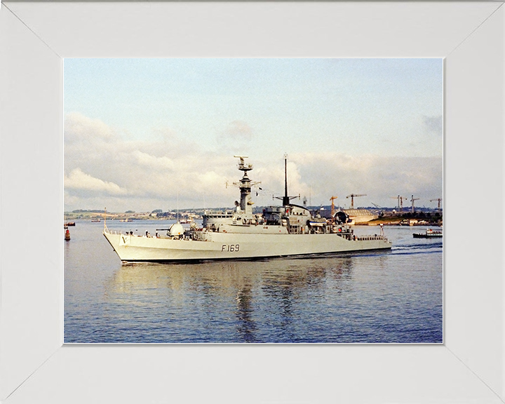 HMS Amazon (F169) Royal Navy Type 21 Frigate Leaving Harbour at Sunset Photo Print Wall Art Decor Posters, Prints, & Visual Artwork Hampshire Prints 10 x 8 White Frame No