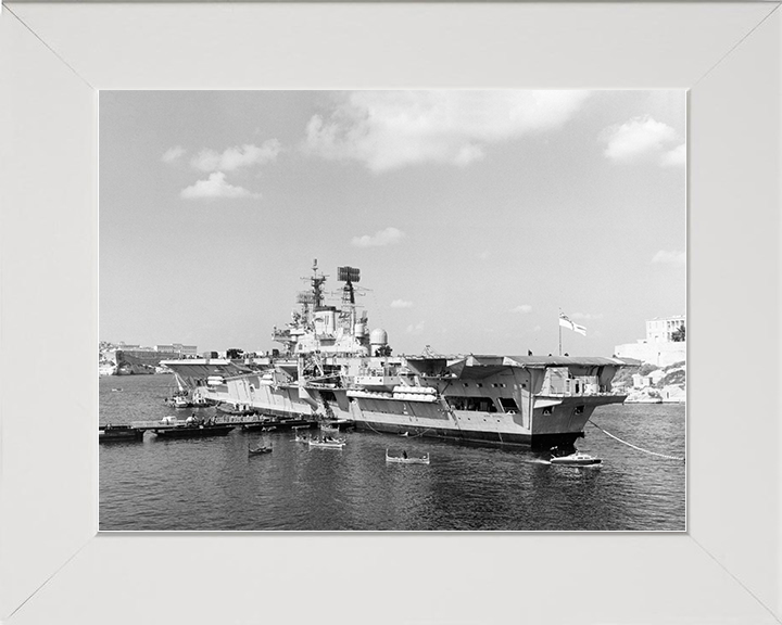 HMS Ark Royal (R09) Royal Navy Audacious Class Aircraft Carrier Alongside Photo Print Wall Art Decor Posters, Prints, & Visual Artwork Hampshire Prints 10 x 8 White Frame No