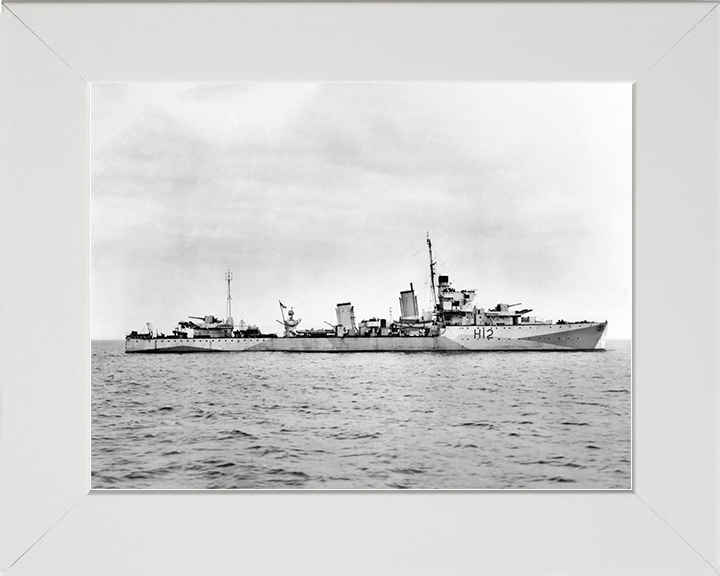 HMS Achates (H12) Royal Navy A Class destroyer Destroyer Photo Print Starboard View Warship Wall Art Posters, Prints, & Visual Artwork Hampshire Prints 10 x 8 White Frame No