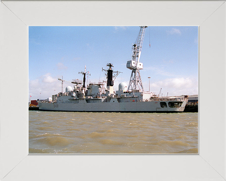 HMS Cardiff (D108) Royal Navy Type 42 Destroyer Portsmouth 1994 Photo Print Wall Art Decor Posters, Prints, & Visual Artwork Hampshire Prints 10 x 8 White Frame No