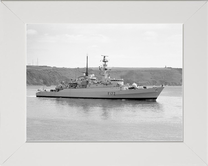 HMS Ambuscade (F172) Royal Navy Type 21 Frigate Starboard View Black and White Photo Print Wall Art Decor Posters, Prints, & Visual Artwork Hampshire Prints 10 x 8 White Frame No