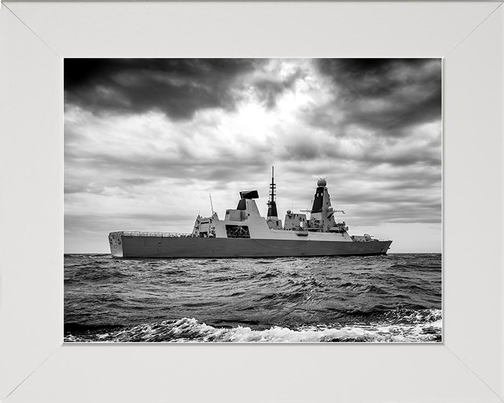 HMS Duncan (D37) Royal Navy Type 45 Destroyer Black and White Photo Print Wall Art Decor UK Posters, Prints, & Visual Artwork Hampshire Prints 10 x 8 White Frame No