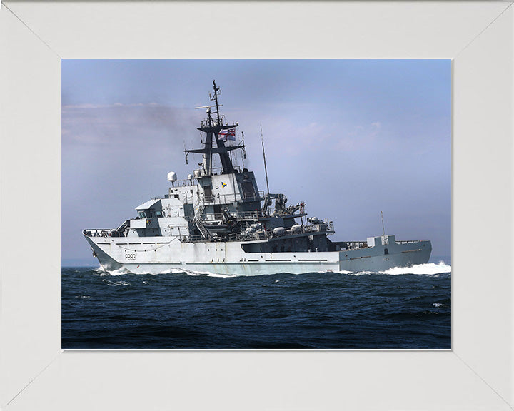 HMS Mersey (P283) Photo Print - Port Quarter View - Royal Navy River Class Patrol Vessel Hampshire Prints 10 x 8 White Frame No