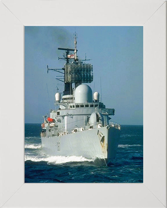 HMS Newcastle (D87) Photo Print - Underway - Royal Navy Type 42 Destroyer Hampshire Prints 10 x 8 White Frame No