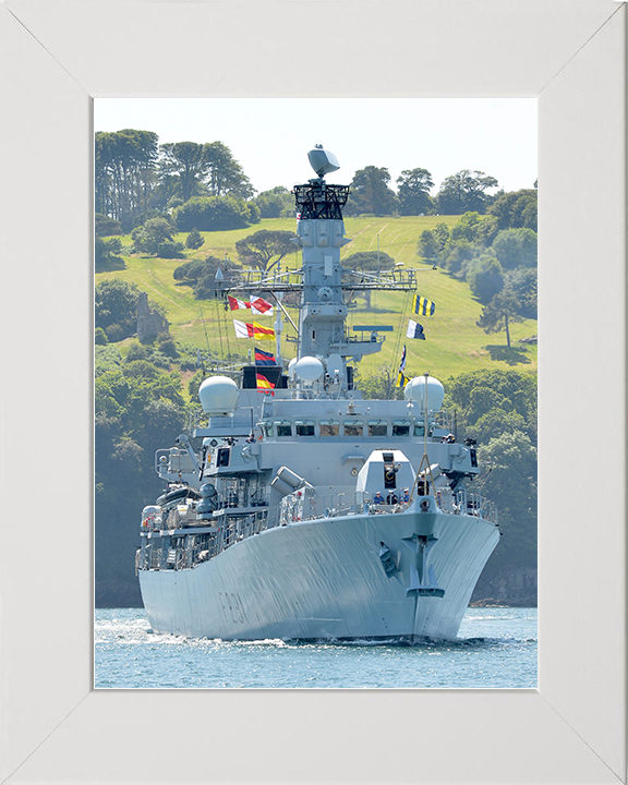 HMS Argyll (F231) Royal Navy Type 23 Frigate Plymouth Sound 2014 Photo Print Wall Art Decor Posters, Prints, & Visual Artwork Hampshire Prints 10 x 8 White Frame No