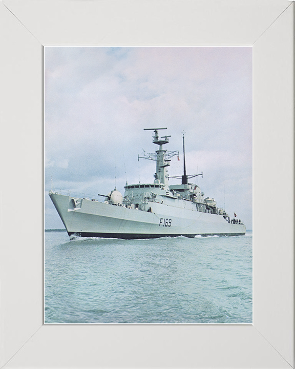 HMS Amazon (F169) Royal Navy Type 21 Frigate Port Bow Portrait View Photo Print Wall Art Decor Posters, Prints, & Visual Artwork Hampshire Prints 10 x 8 White Frame No