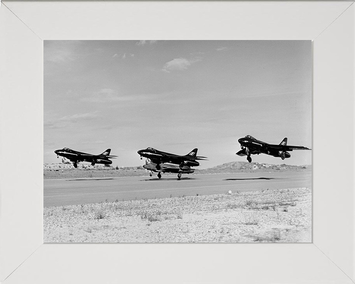 RAF Hunter F6s fighter aircraft Akrotiri 1961 Photo Print - Royal Air Force Aircraft Hampshire Prints 10 x 8 White Frame No