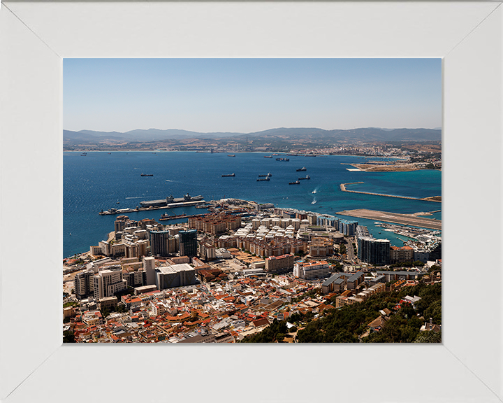HMS Prince of Wales (R09) Photo Print - Gibraltar - Royal Navy Queen Elizabeth Class Aircraft Carrier Hampshire Prints 10 x 8 White Frame No