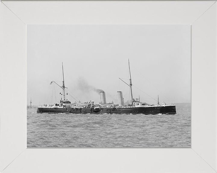 HMS Magicienne (1890) Photo Print - Starboard View - Royal Navy Marathon Class Cruiser Hampshire Prints 10 x 8 White Frame No