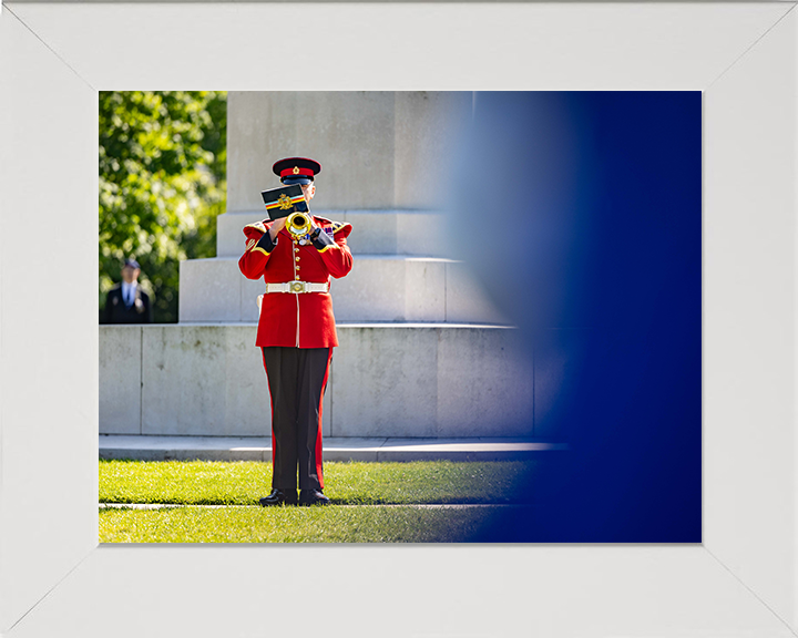 Bugler plays The Last Post Photo Print - British Army Hampshire Prints 10 x 8 White Frame No