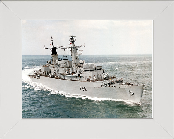 HMS Battleaxe (F89) Royal Navy Type 22 Frigate Starboard Bow View Photo Print Wall Art Decor Posters, Prints, & Visual Artwork Hampshire Prints 10 x 8 White Frame No