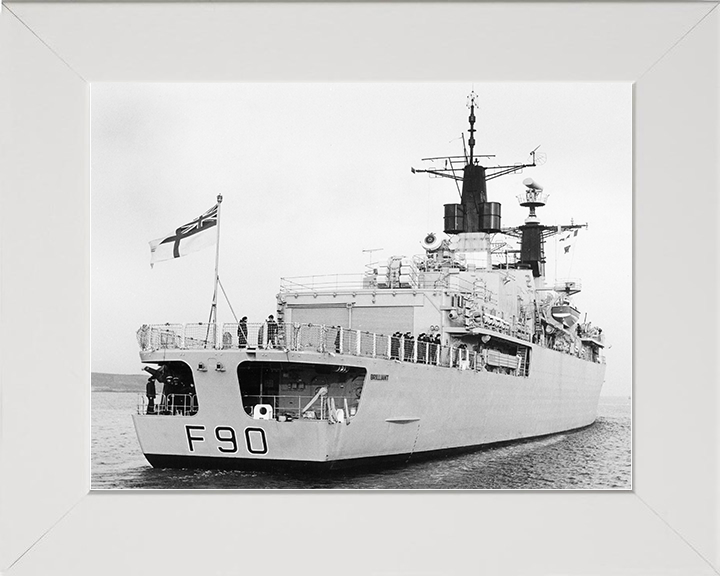HMS Brilliant (F90) Royal Navy Type 22 Frigate Low Starboard Quarter View Photo Print Wall Art Decor Posters, Prints, & Visual Artwork Hampshire Prints 10 x 8 White Frame No
