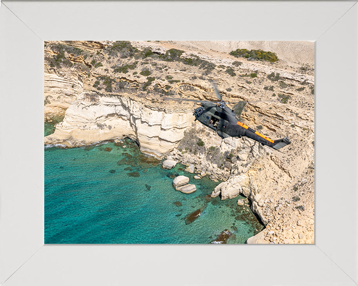 RAF Puma Helicopter in flight over Cyprus 2025 Photo Print - Royal Air Force Aircraft Posters, Prints, & Visual Artwork Hampshire Prints 10 x 8 White Frame No