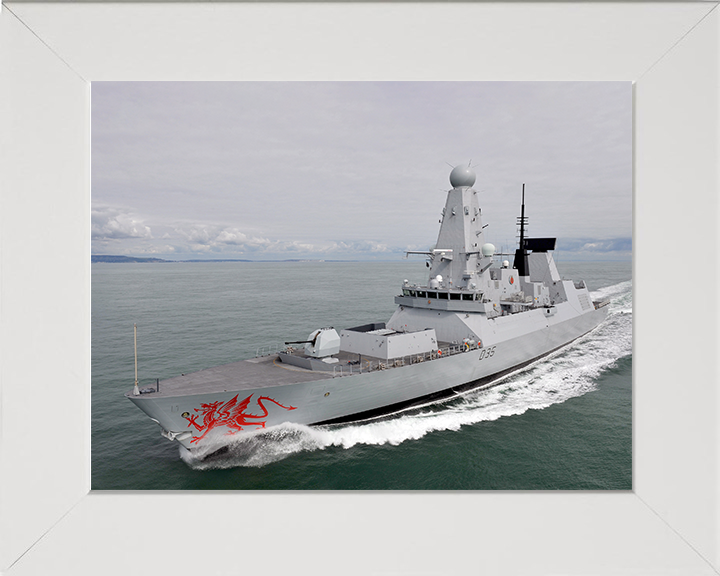 HMS Dragon (D35) Photo Print - At Speed 2011 - Royal Navy Type 45 Destroyer Hampshire Prints 10 x 8 White Frame No