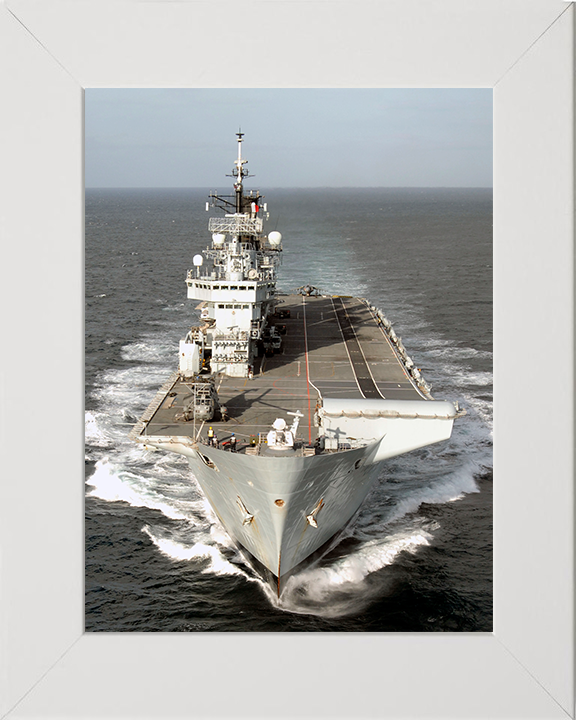 HMS Illustrious (R06) Photo Print - Joint Warrior 2008 - Royal Navy Invincible Class Aircraft Carrier Hampshire Prints 10 x 8 White Frame No
