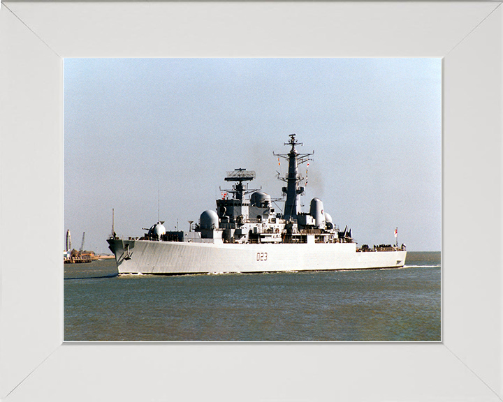 HMS Bristol (D23) Royal Navy Type 82 Destroyer Low Port View Photo Print Wall Art Decor Posters, Prints, & Visual Artwork Hampshire Prints 10 x 8 White Frame No