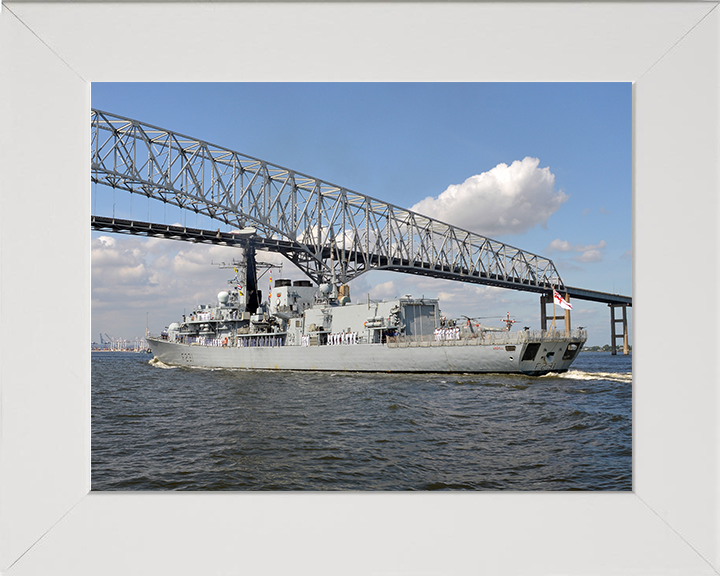 HMS Argyll (F231) Royal Navy Type 23 Frigate Entering Baltimore 2014 Photo Print Wall Art Decor Posters, Prints, & Visual Artwork Hampshire Prints 10 x 8 White Frame No