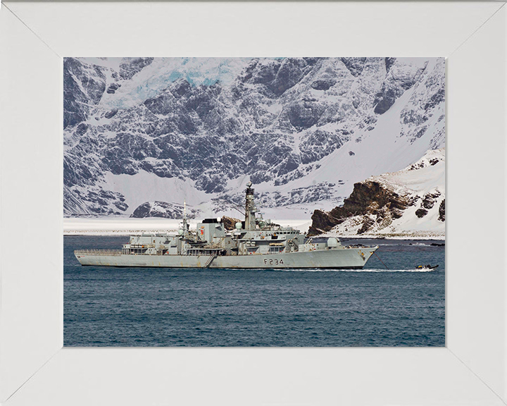 HMS Iron Duke (F234) Photo Print - off Antarctica 2014 - Royal Navy Type 23 Frigate Hampshire Prints 10 x 8 White Frame No