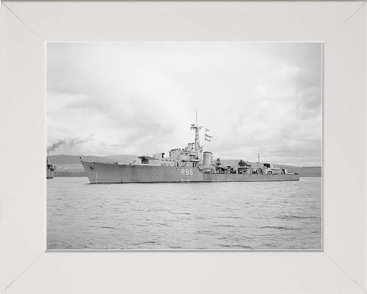 HMS Cambrian (R85) Royal Navy C Class Destroyer Port Side View Photo Print Wall Art Decor Posters, Prints, & Visual Artwork Hampshire Prints 10 x 8 White Frame No