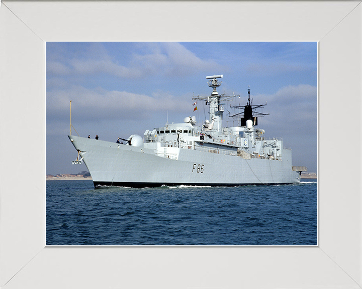 HMS Campbeltown (F86) Royal Navy Type 22 Frigate Low Port Side View Photo Print Naval Wall Art Decor Posters, Prints, & Visual Artwork Hampshire Prints 10 x 8 White Frame No