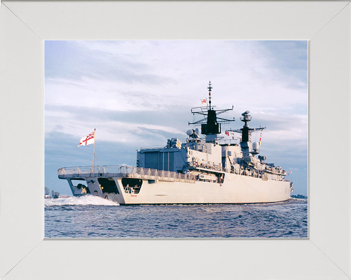 HMS Brave (F94) Royal Navy Type 22 Frigate Low Starboard Quarter View Photo Print Wall Art Decor Posters, Prints, & Visual Artwork Hampshire Prints 10 x 8 White Frame No