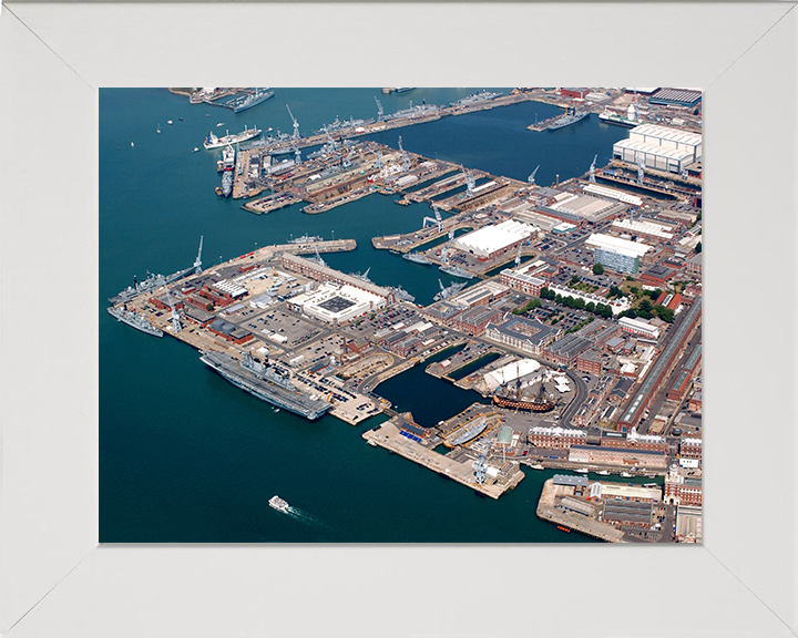 HMNB Portsmouth Photo Print - From the air 2005 - Dockyard Hampshire Prints 10 x 8 White Frame No