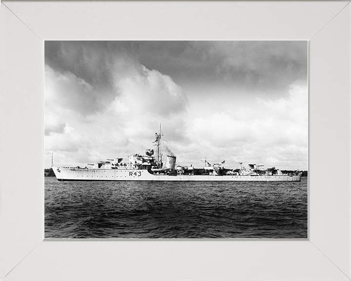 HMS Comus (R43) Royal Navy C Class Destroyer Port Beam View Photo Print Wall Art Decor Posters, Prints, & Visual Artwork Hampshire Prints 10 x 8 White Frame No