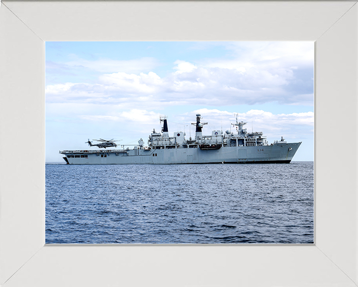 HMS Albion (L14) Royal Navy Albion Class Amphibious Ship Starboard Beam 2021 Photo Print Wall Art Naval Decor Posters, Prints, & Visual Artwork Hampshire Prints 10 x 8 White Frame No
