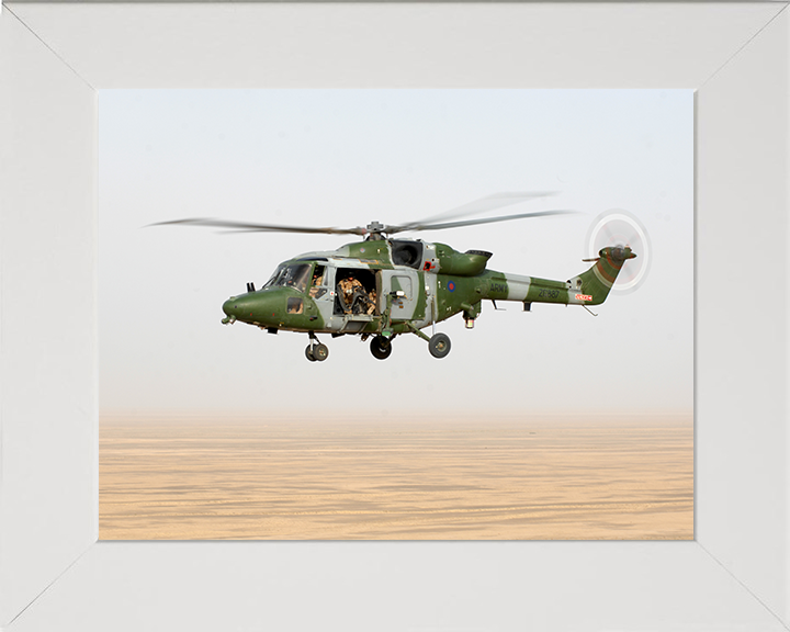 Army Air Corps Lynx 9A Helicopter in Flight | Photo Print | Framed Print | Military Aircraft | British Army | Equipment | Wall Art | Home Decor | Print | Photography Hampshire Prints 10 x 8 White Frame No
