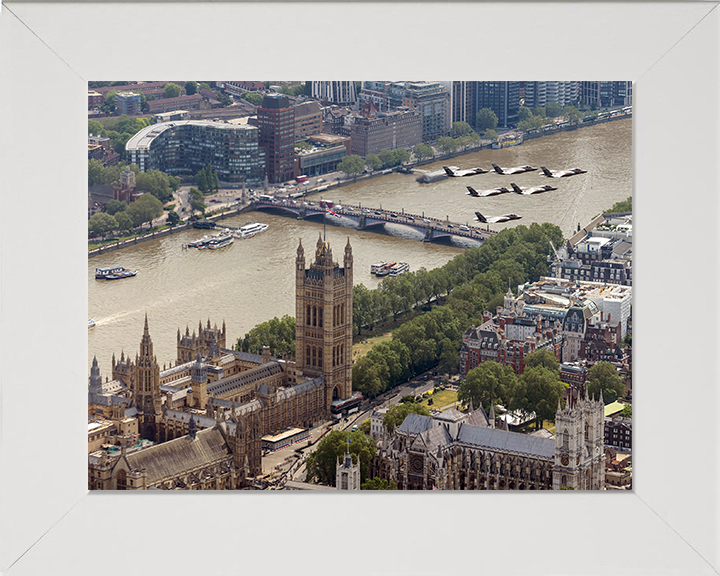 RAF F35Bs over Westminster London Photo Print - Royal Air Force Aircraft Hampshire Prints 10 x 8 White Frame No