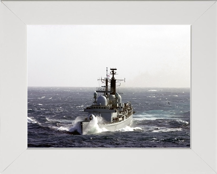 HMS Edinburgh (D97) Royal Navy Type 42 Destroyer Heavy Seas Photo Print Wall Art Decor Posters, Prints, & Visual Artwork Hampshire Prints 10 x 8 White Frame No