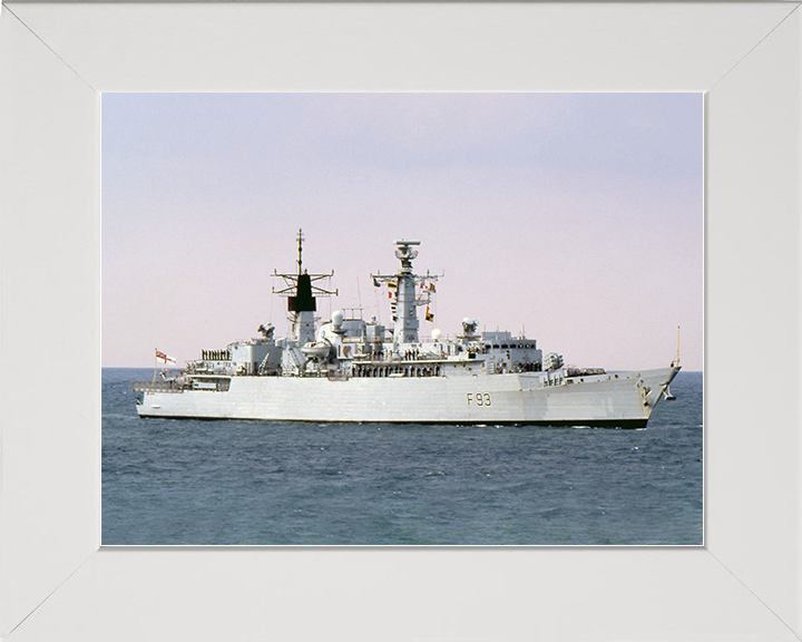 HMS Beaver (F93) Royal Navy Type 22 Frigate Entering Harbour Photo Print Wall Art Decor Posters, Prints, & Visual Artwork Hampshire Prints 10 x 8 White Frame No