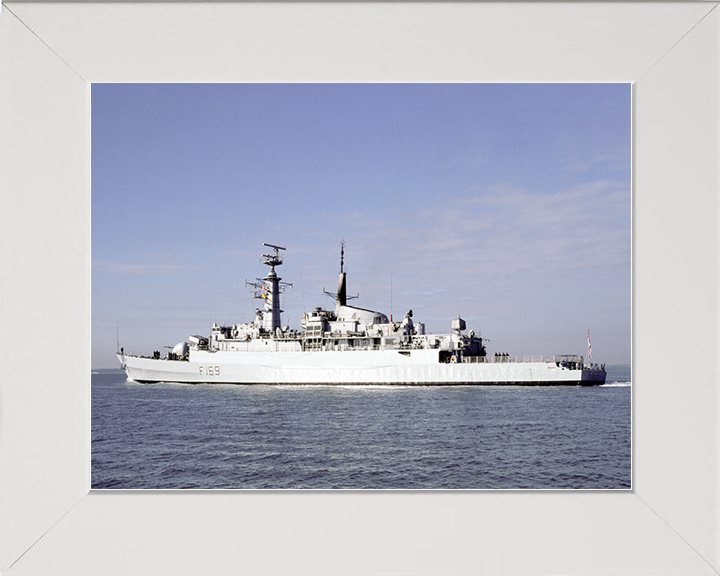 HMS Amazon (F169) Royal Navy Type 21 Frigate Leaving Harbour Photo Print Wall Art Decor Posters, Prints, & Visual Artwork Hampshire Prints 10 x 8 White Frame No