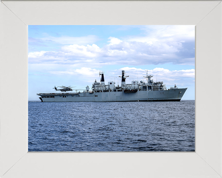 HMS Albion (L14) Photo Print - Starboard Beam 2021 - Royal Navy Albion Class Amphibious Ship Hampshire Prints 10 x 8 White Frame No
