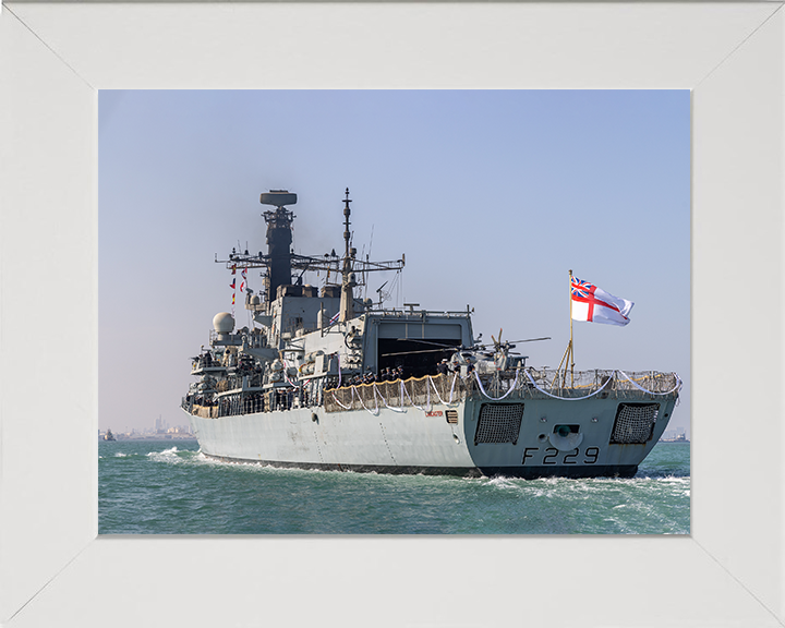 HMS Lancaster (F229) Photo Print - Paying Off 2025 - Royal Navy Type 23 Frigate Posters, Prints, & Visual Artwork Hampshire Prints 10 x 8 White Frame No