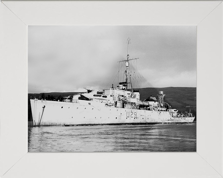 HMS Whimbrel (U29) Photo Print - Port Side View 1945 - Royal Navy Black Swan Class Sloop Posters, Prints, & Visual Artwork Hampshire Prints 10 x 8 White Frame No