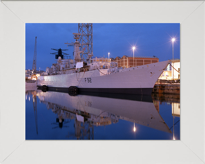HMS Boxer (F92) Photo Print - Alongside at Dusk 1998 - Royal Navy Type 22 Frigate Posters, Prints, & Visual Artwork Hampshire Prints 10 x 8 White Frame No