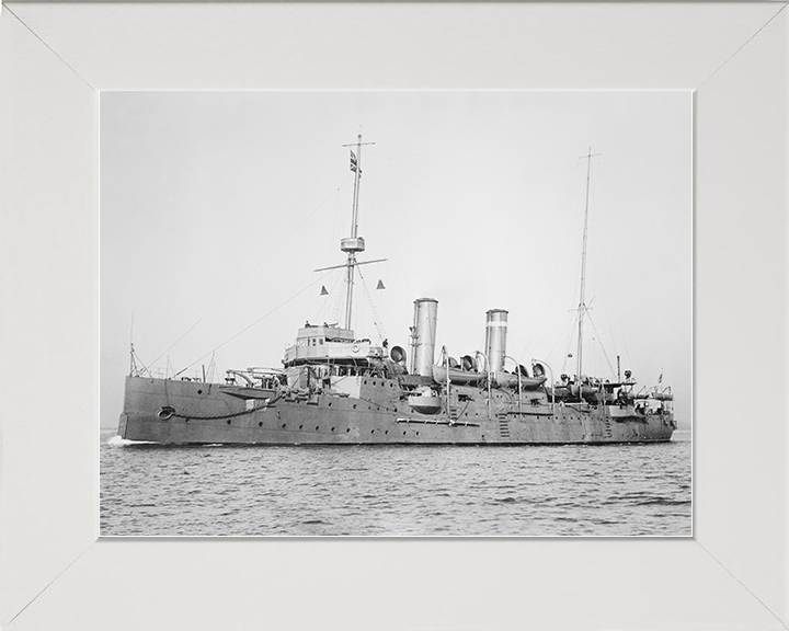 HMS Bonaventure (1892) Royal Navy Astraea Class Cruiser Port Side View Photo Print Wall Art Decor Posters, Prints, & Visual Artwork Hampshire Prints 10 x 8 White Frame No