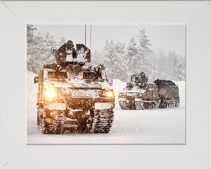 Royal Marines Driving an Armoured Support Group Viking | Photo Print | Framed Print | Military | Commando | Wall Art | Decor | Photography Hampshire Prints 10 x 8 White Frame No