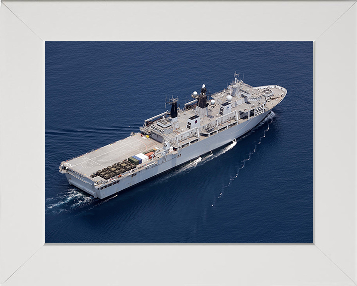 HMS Albion (L14) Royal Navy Albion Class Amphibious Ship Starboard View From Above Photo Print Wall Art Naval Decor Posters, Prints, & Visual Artwork Hampshire Prints 10 x 8 White Frame No