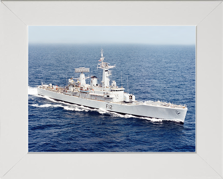 HMS Achilles (F12) Royal Navy Leander Class Frigate Photo Print Starboard Bow View Warship Wall Art Posters, Prints, & Visual Artwork Hampshire Prints 10 x 8 White Frame No