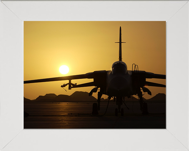 RAF Tornado F3 Silhouette at Sunset Photo Print - Royal Air Force Aircraft Posters, Prints, & Visual Artwork Hampshire Prints 10 x 8 White Frame No