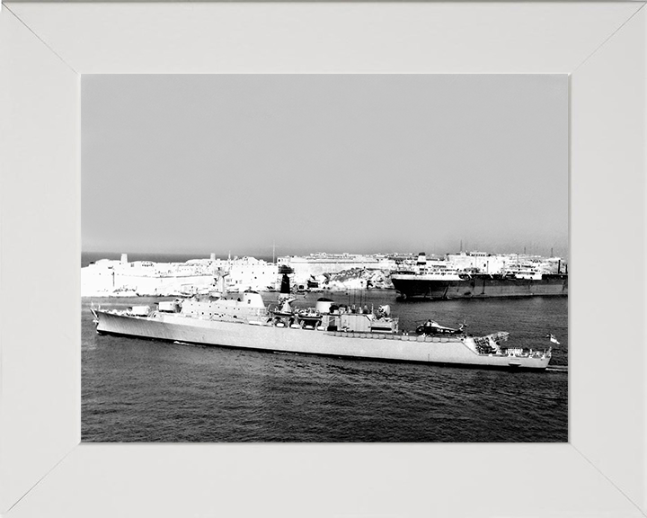 HMS Devonshire (D02) Photo Print - Departs Valletta 1966 - Royal Navy County Class Destroyer Posters, Prints, & Visual Artwork Hampshire Prints 10 x 8 White Frame No