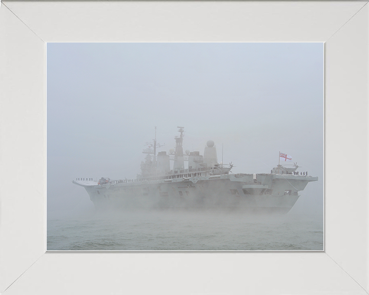 HMS Ark Royal (R07) Royal Navy Invincible Class Aircraft Carrier With Paying Off Pennant Photo Print Wall Art Decor Posters, Prints, & Visual Artwork Hampshire Prints 10 x 8 White Frame No