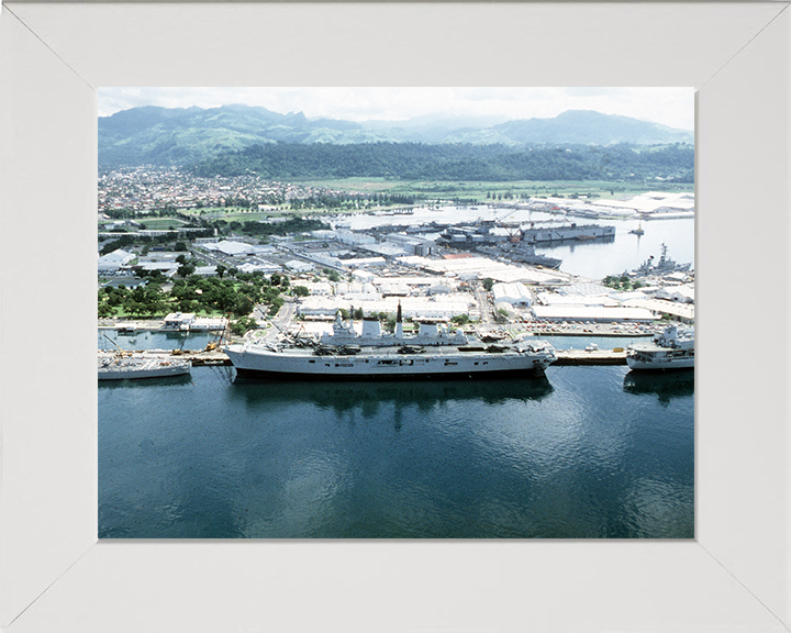 HMS Ark Royal (R07) Photo Print - Subic Bay 1988 - Royal Navy Invincible Class Aircraft Carrier Hampshire Prints 10 x 8 White Frame No