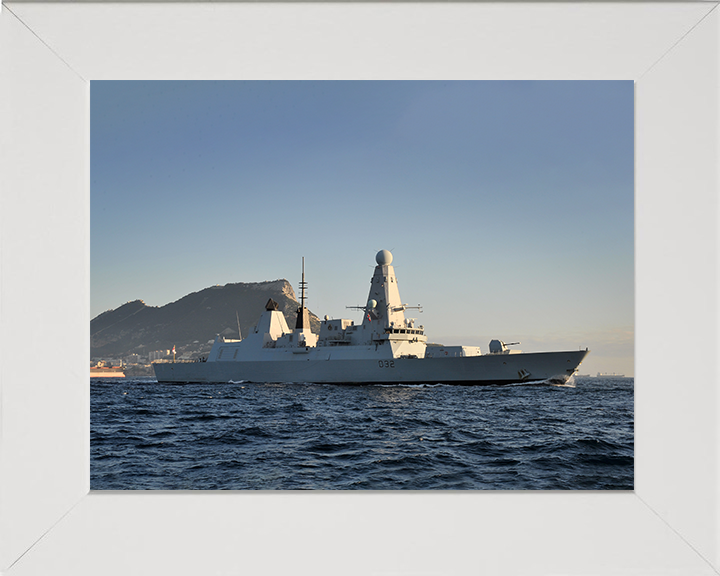 HMS Daring (D32) Photo Print - Off Gibraltar 2012 - Royal Navy Type 45 Destroyer Posters, Prints, & Visual Artwork Hampshire Prints 10 x 8 White Frame No