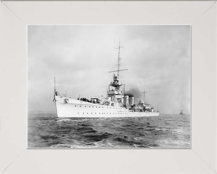 HMS Cairo (D87) Royal Navy C Class Light Cruiser Port Side View Photo Print Wall Art Naval Decor Posters, Prints, & Visual Artwork Hampshire Prints 10 x 8 White Frame No