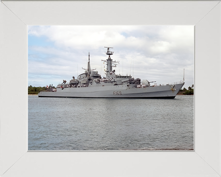 HMS Amazon (F169) Royal Navy Type 21 Frigate Entering Pearl Harbour Photo Print Wall Art Decor Posters, Prints, & Visual Artwork Hampshire Prints 10 x 8 White Frame No