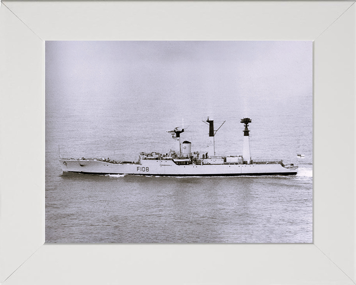 HMS Londonderry (F108) Photo Print - Underway - Royal Navy Rothesay Class Frigate Posters, Prints, & Visual Artwork Hampshire Prints 10 x 8 White Frame No