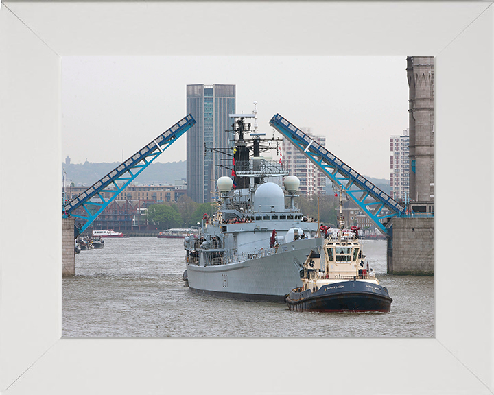 HMS Edinburgh (D97) Photo Print - Tower Bridge 2013 - Royal Navy Type 42 Destroyer Hampshire Prints 10 x 8 White Frame No